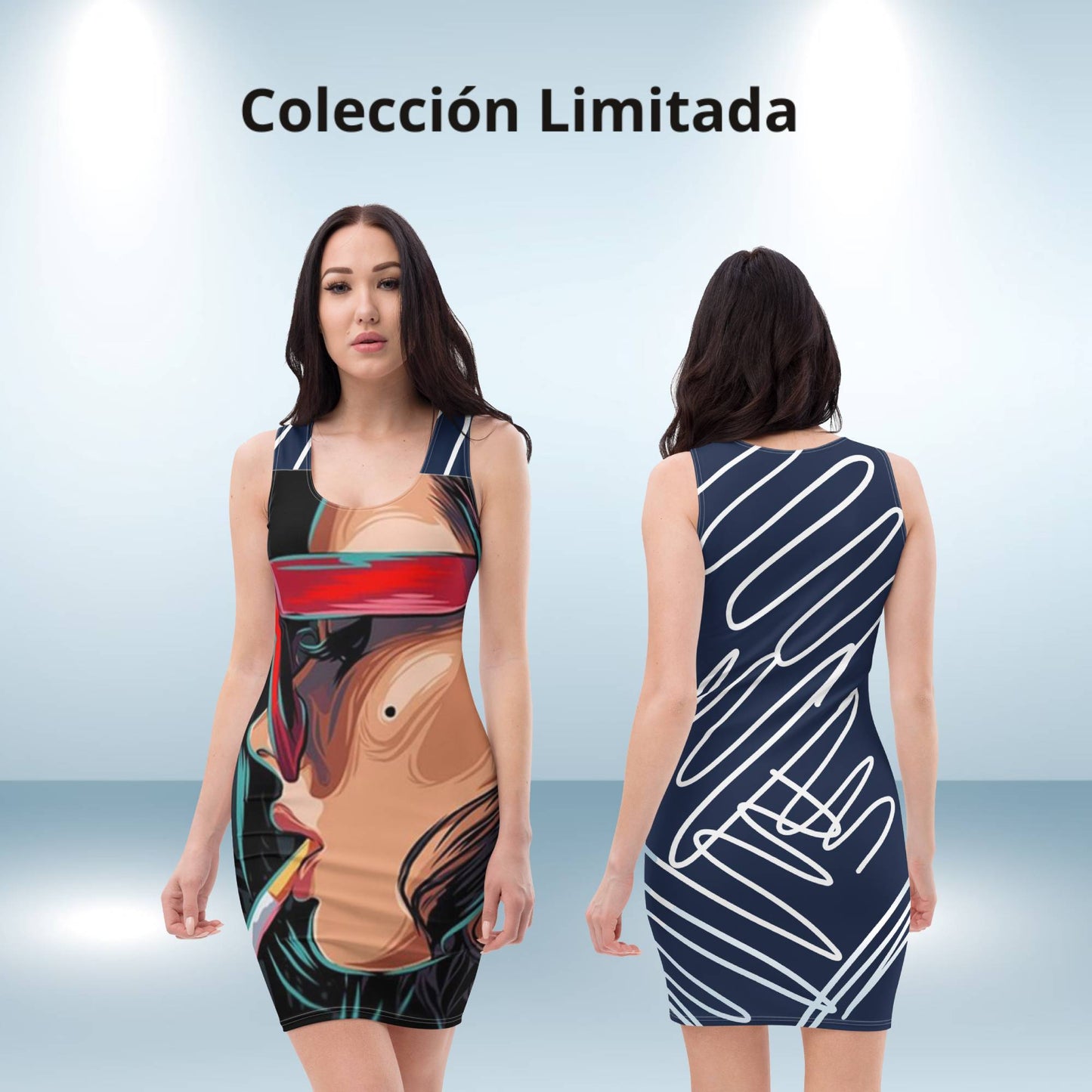 Vestido ajustado chic illusion Azul marino