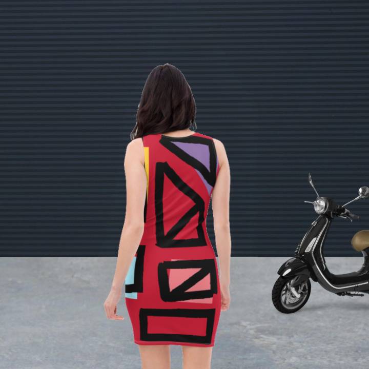 Vestido ajustado psychedelic rojo