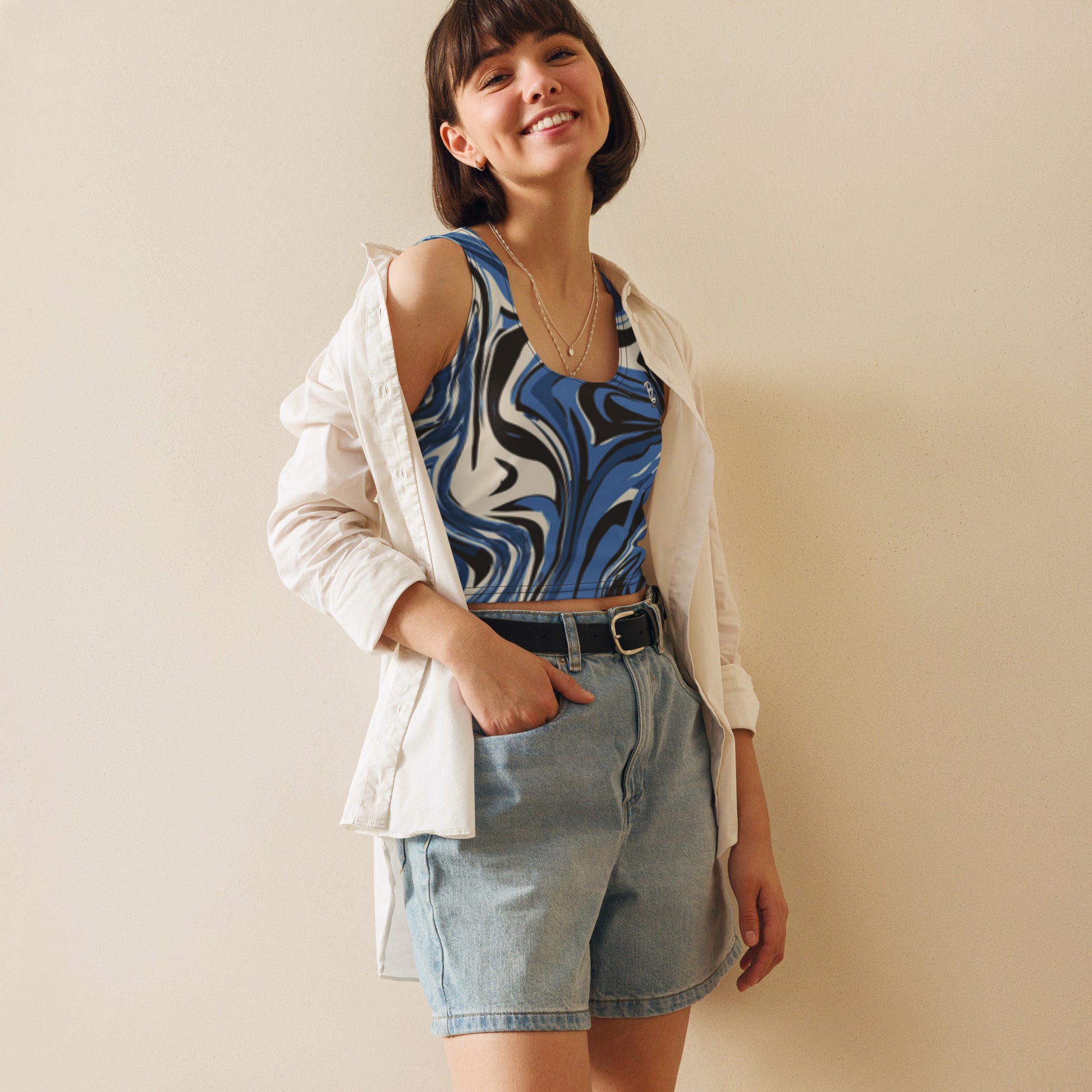 Top corto, Blue psicodelic – top Vista frontal