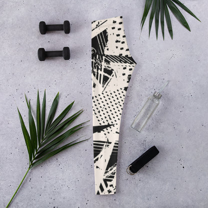 Leggings, black & white – leggings Vista trasera